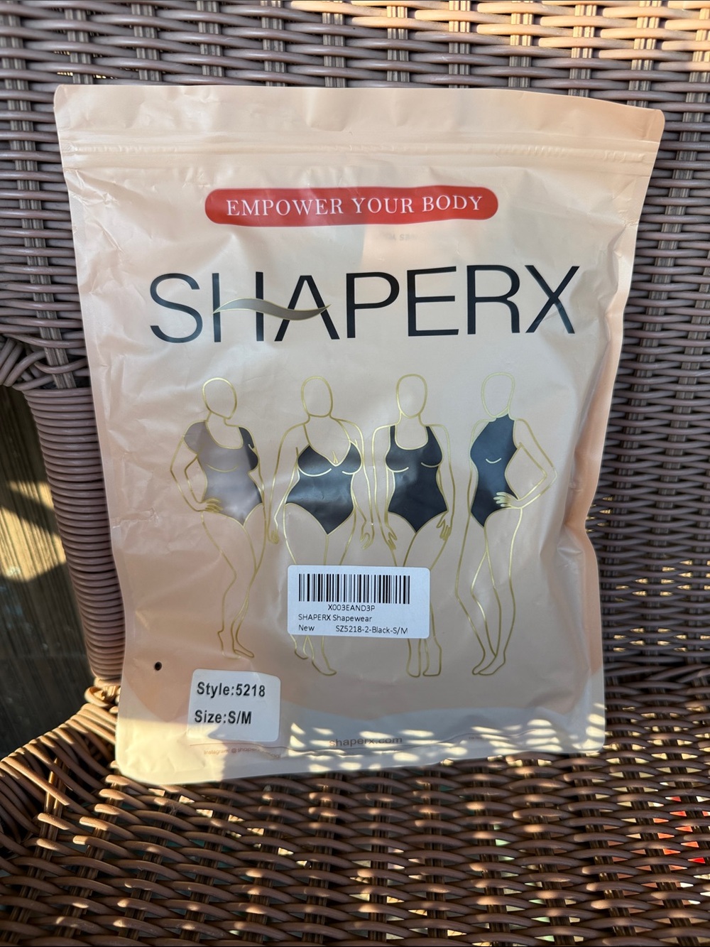 NWT in package SHAPERX Black Shapewear Bodysuit - S/M